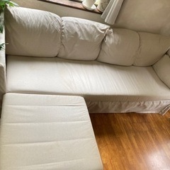 イケア IKEA サンドバッケン ソファー ３人掛け ベージュ スツールの画像