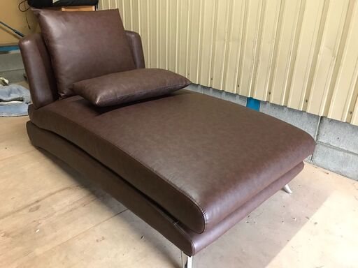 合皮 シェーズロングソファ 寝そべり 幅85cm×奥行155cm×高さ74cm