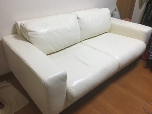 無印良品 2シーター 本革ソファ アイボリー