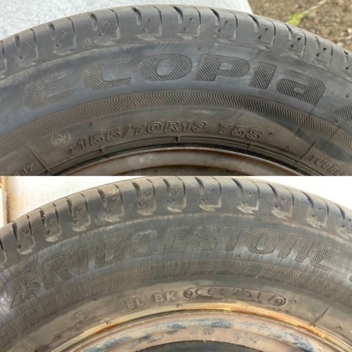 【17年製　バリ山】155/70R13 ミライース　新車装着タイヤ　4本