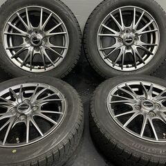 【BS BLIZZAK VRX 155/65R14】スタッドレス【Exceeder 14インチ 4.5J4HPCD100+45】2018～19年製 タント スペーシア等　(VTE528)クレジットカード QRコード決済可能