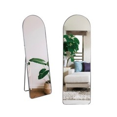 スタンドミラー 姿見鏡 全身鏡 大型 軽量 アーチ形 おしゃれ 壁掛けミラー 160cmx50cm 鏡 アルミ合金フレーム 飛散防止加工 (シルバー)の画像