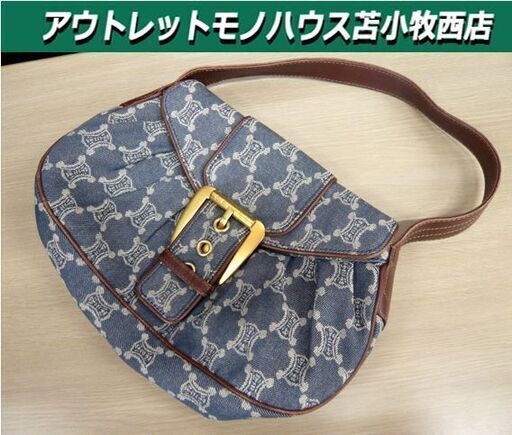 セリーヌ マカダムデニム ワンショルダー デニム×レザー CELINE USED 苫小牧西店