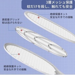 【新品未使用】電撃殺虫器 電撃殺虫ラケット ハエたたき 蚊取り器 捕虫器 uvライト 三重保護ネット USB充電式 軽量 屋外 室内 害虫退治 ハエ退治 蚊退治 電撃ラケットスワッター 蚊対策 ペット/子供にも安心の画像