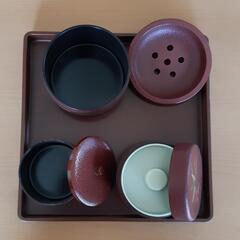 お茶をいれる道具とミニ茶箱の画像
