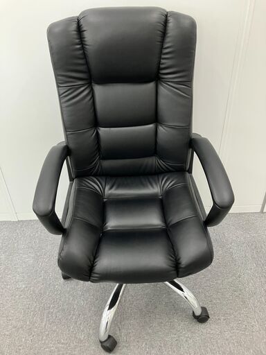S79 オフィスチェア  レザー ブラック 黒 回転  昇降 10-6