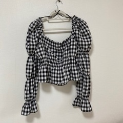 (LーXL)ギンガムチェックトップスの画像