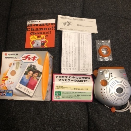 【美品】FUJI FILM INSTAX MINI20 チェキ本体オレンジ