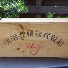 【レア/昭和レトロ】明治製菓 白桃缶詰 アンティーク木箱の画像