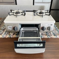【超美品‼️】リンナイ 2020年製 都市ガス用 ガステーブル 右強火/片面焼きグリル クリームベージュ グリル部未使用♪の画像