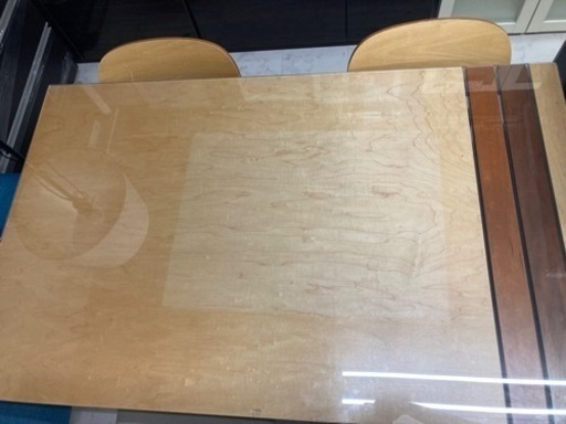 ★【中古品】ガラス板 ダイニングテーブル 椅子付き テーブル ダイニング ファミリーテーブル 約130cm×80㎝×73㎝