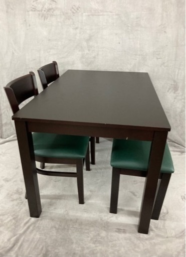 ダイニングテーブルセット　ブラック　グリーン　イス　ベンチシート　食卓　食事