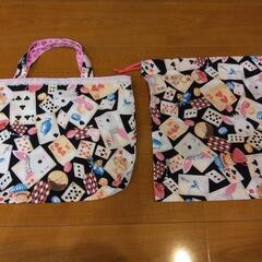 ハンドメイド 子供 手提げバッグ+巾着セット