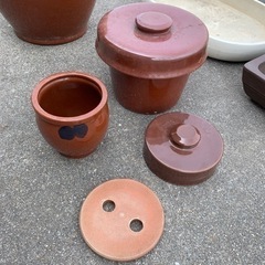 陶器セット　漬け物壺　重し　植木鉢などの画像