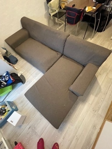 Francfranc カウチソファ3人掛け　ブラウン　手渡し　2点セット