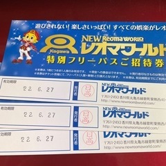 レオマワールドフリーパス　3枚　27日まで