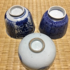 蕎麦猪口など　およそ100年もの　古い向付・湯呑・ころ茶碗セット　戦前から明治大正期　金継ぎ練習や盆栽苔玉展示などに。ビンテージ陶器　レトロの画像