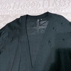 【新品】カーディガン ダメージ加工　ブラック　ユニセックス　XLサイズ　ロック系の画像