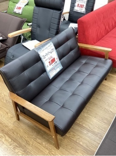 KF-79【新入荷　リサイクル品】2シーターアームソファ　ブラウン