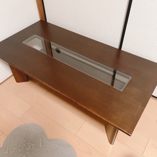 ガラスの天板付きローテーブル！美品！