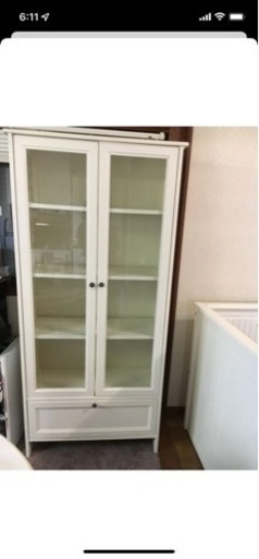 ＩＫＥＡ 食器棚　HEMNES HEMNES TV storage combination black-brown/light brown clear glass