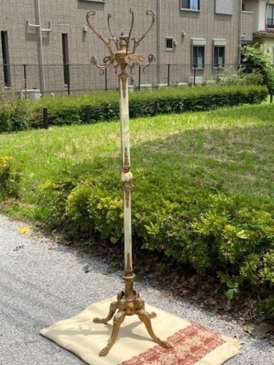 イタリア製 真鍮×オニキス コートハンガー ブラス 大理石 クラシック コートハンガー 帽子掛け ポールスタンド ロココ バロック アンティークお値下げ可‼️ 28,600円