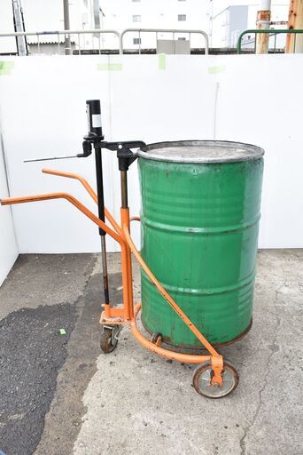 【ヤフ取引終了1/5】≪zy507≫動OK KYOMACHI/京町産業 ドラム缶リフター/ドラム缶運搬車/ドラムカー オレンジ色 工場/現場 40618-02