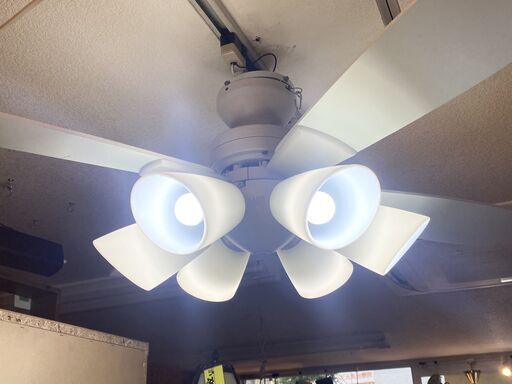 LED電球つき 6灯シーリングファン リモコン付属 インテリア照明 天井照明★買取帝国 志木店