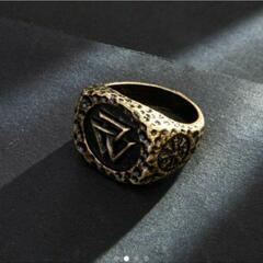 j←←←m17-19  ヴァイキング トーテム ゴールド リング 指輪 ヨーロッパ アクセサリー ヴィンテージ レトロ ファッション ジュエリー 3の画像