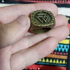 j←←←m17-19  ヴァイキング トーテム ゴールド リング 指輪 ヨーロッパ アクセサリー ヴィンテージ レトロ ファッション ジュエリー 3の画像