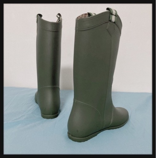 ご購入者様決定꒰未使用꒱マットカーキ レインブーツ ミリタリー 柔らか素材 24.5cm