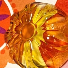 【値下】5枚あり！昭和レトロ アンバー 花 デザートボウル　デザート フラワー Flower 中古品 昭和レトロ 飴色 茶色 の画像