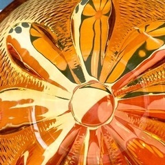 【値下】5枚あり！昭和レトロ アンバー 花 デザートボウル　デザート フラワー Flower 中古品 昭和レトロ 飴色 茶色 の画像