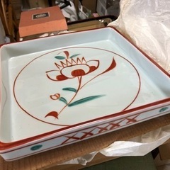 橘吉　赤絵菊　大皿の画像
