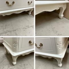 J1551 シャビーシック ロココ調 猫脚チェスト フレンチカントリー フレンチシャビー 姫家具 マホガニー材チェスト クリーニング済み の画像