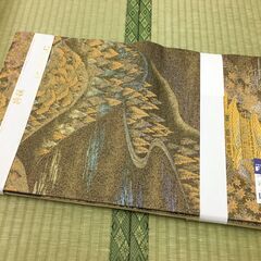 袋帯　正絹　金閣寺風景模様織出し　