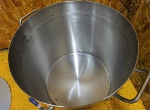 (5715-015) 美品 蛇口付き ステンレス 寸胴鍋 直径40cm 洗浄ブラシ付き W485D530H450 二枚蓋 両手鍋 スー