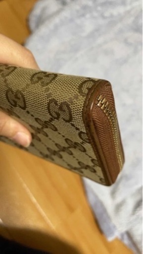 GUCCI 長財布　ラウンドファスナー　GG柄　キャンバス　ブラウン