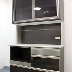 綾野製作所 キッチンボード 幅120 下段全ブルモーション モイス ブラック 食器棚 中古家具 店頭引取歓迎 R6067)