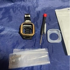 美品 黒金色 apple watch 7 45mmメタル バンド...