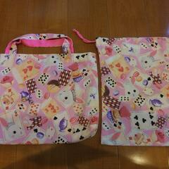 ハンドメイド 子供 手提げバッグ+巾着 ８の画像