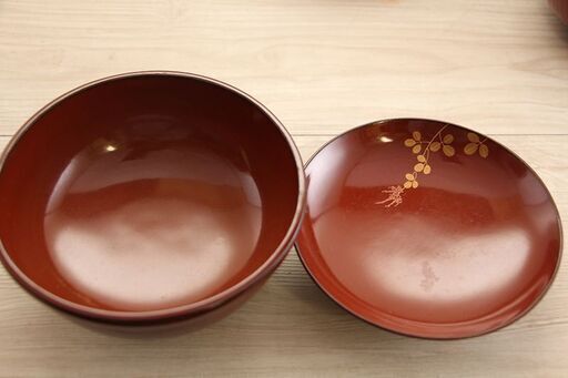 栗色萩模様　吸物椀　十人前 蒔絵 10客 和食器 (R2148wY)