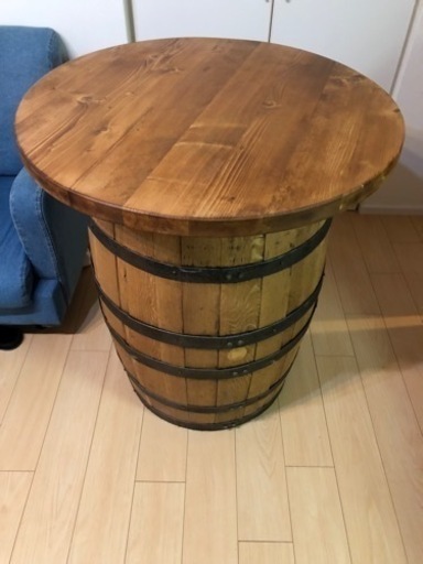 樽テーブル ウイスキー古樽 天板800φ 外寸630φ×H930mm ナチュラル アンティーク家具 おしゃれテーブル