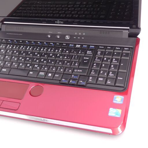 日本製 Wi-Fi有 15.6型 赤色 ノートパソコン 富士通 AH55/C 中古良品 Core i5 4GB 640G DVDRW 