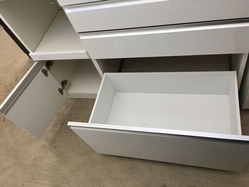 松田家具 幅117cm キッチンボード スロークローズ 作業台 モイス加工 家具 インテリア 家具 ホワイト 収納用品 多目的収納 食
