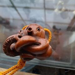 💴⤵️根付(紫檀木彫り)タコ🐙