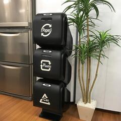 entre square スリーサイクルカン 分別ごみ箱（ブラック）