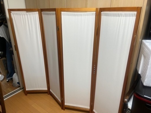 美品　中古キャンパス生地　ウッドパーティション4面
