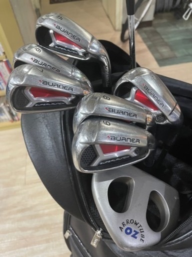 値下げ/テーラーメイドBURNER アイアン6本/PRGRドライバー3本/パター/SRIXONバック