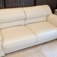 ホワイト本革 2.5人掛けソファ ソファー ソファ 2.5人掛け 2人掛け 幅170cm 本革ソファ オーク